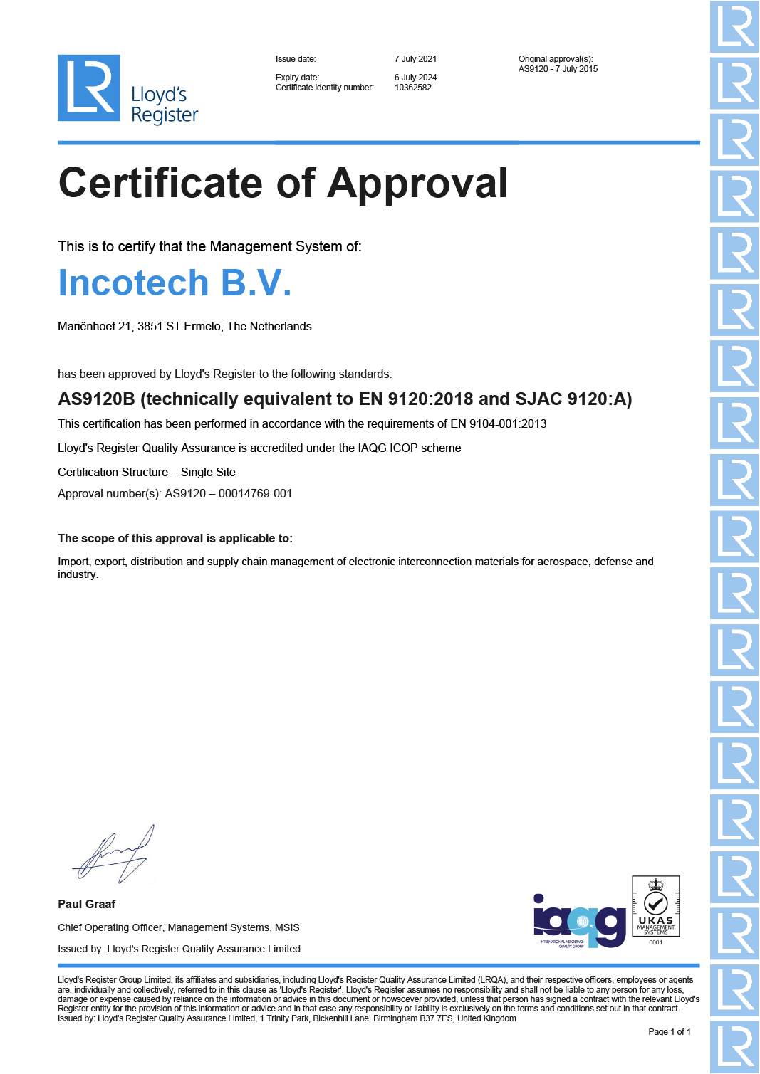 AS-9120 Certificate